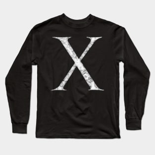 X in Roman White Marble Latin Alphabet Letter Sticker Long Sleeve T-Shirt